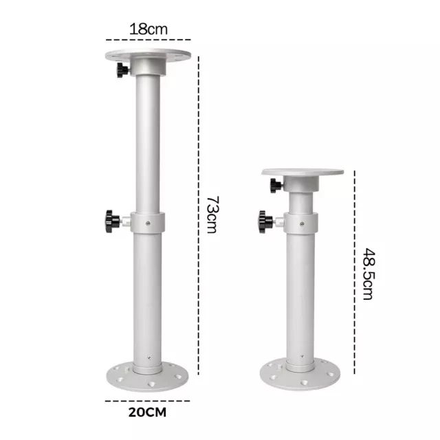 Table Pedestal Telescopic Furniture Leg RV Marine Boat Caravan Motorhome Silver