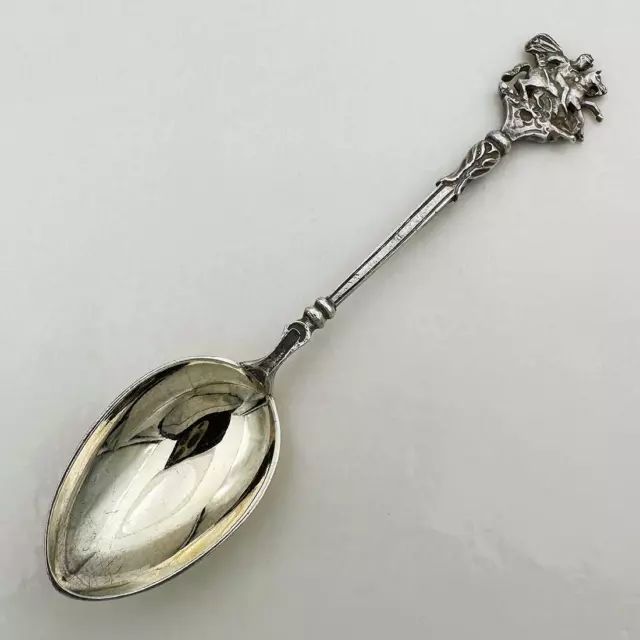 NOVELTY ST GEORGE COFFEE SPOON STERLING SILVER VICTORIAN London 1891 A&S