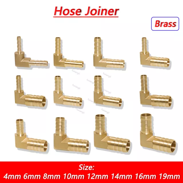 Brass Barbed Elbow Fuel Hose Joiner Compressed Air Gas Oil LPG Pipe Tube Fitting