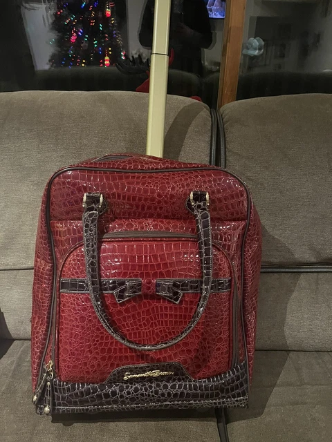 Samantha Brown Luggage 19” Carryon  Travel SuitCase  ~ Burgundy Red/ Skate Wheel