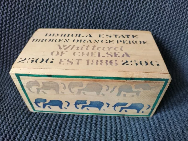 Whittard of Chelsea Wooden Tea Box with Sliding Lid, Elephant Deisign