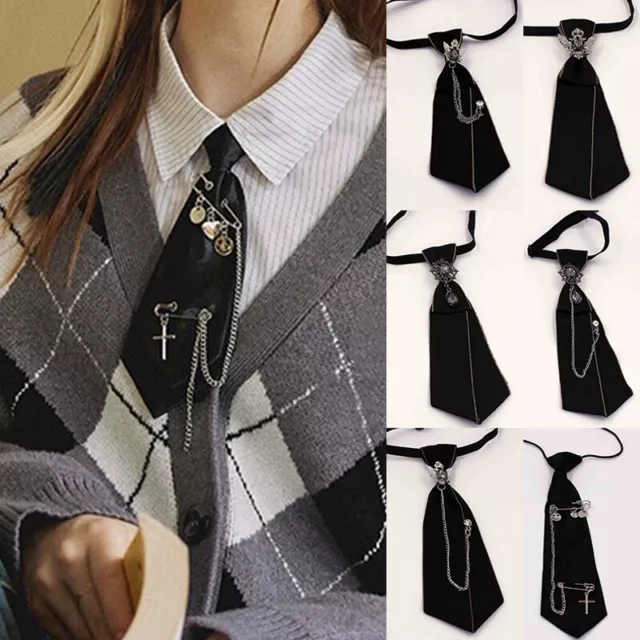 Black Ribbon Necktie Crystal Rhinestone Men Shirt Collar Neck Tie Jewelry Decor