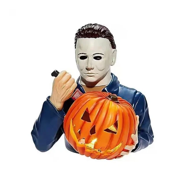 Horror Movie Michael Myers Statue Decor Resin Pumpkin Luminous Light Up Toy New