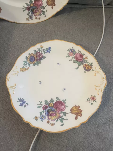 Antique Woods Ivory Ware England. Set of 2 Serving Platters.  Floral Design 2