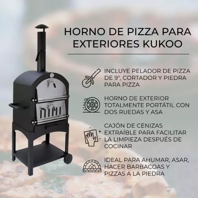 Horno de Acero para Pizza Carne y Pez con Pala Pizza y Cubierta Impermeable 3