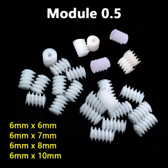 Modulo 0,5 Worm Gear 6mm Plastica Adgranaggio Ingranaggio per Albero Motore 2mm RC Modello Fai Da Te