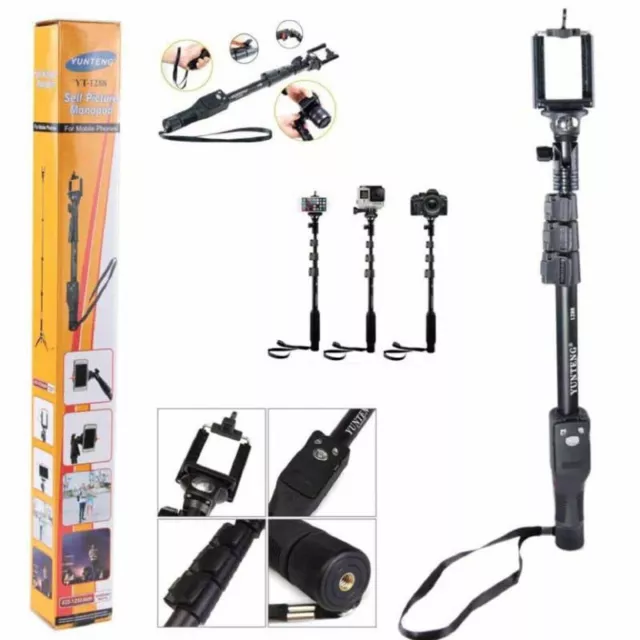 Extendable Tripod Monopod Holder Selfie Stick with Bluetooth Remote For Camera