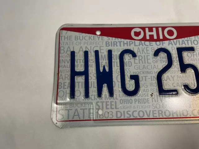 2013 OHIO passenger license plate HWG 2569 2