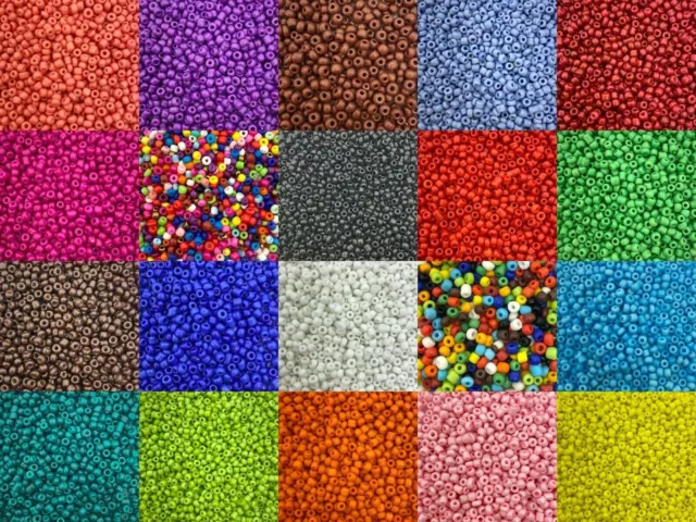 Opaque glass seed beads - size 11/0 (approx 2mm), 50g pack, 35+ colour choices