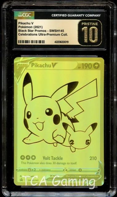 CGC 10 PRISTINE Pikachu V SWSH145 FULL ART HOLO PROMO Pokemon Card 019