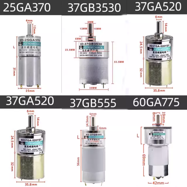 Getriebemotor 6V 12V DC Leistungsstarkes Elektromotor Reduction