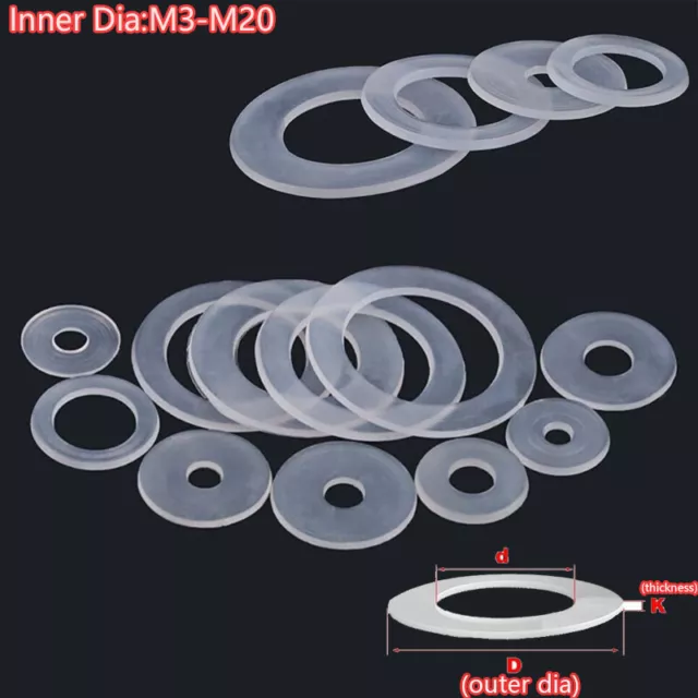 Nylon Plastic Flat Washers Insulating Washer Rubber Round Gasket Soft M3 M4-M20