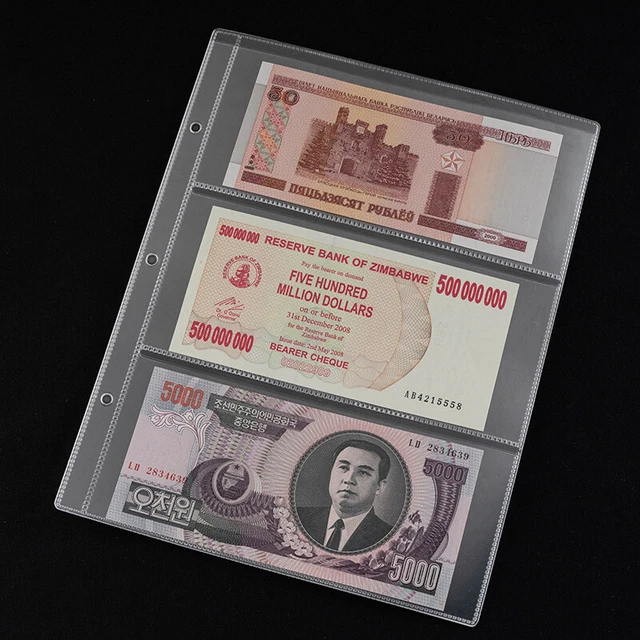 1PC Pages 3 Paper Money Album Currency Banknote Collection Book Storage Album-HQ