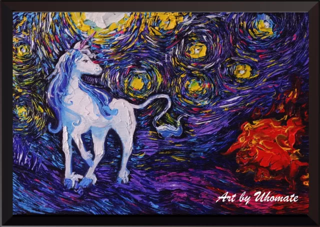 Unicorn The Unicorns Wall Decor Print Van Gogh Starry Night Wall Art Poster A054