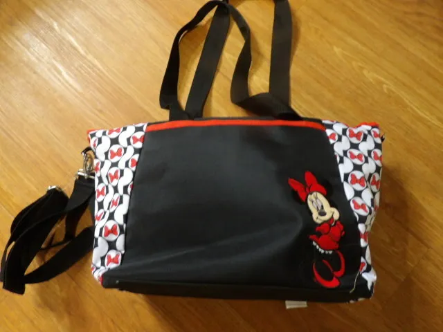Disney Baby Minnie Mouse Large Diaper Bag Set with Bottle Holder & Changing Pad