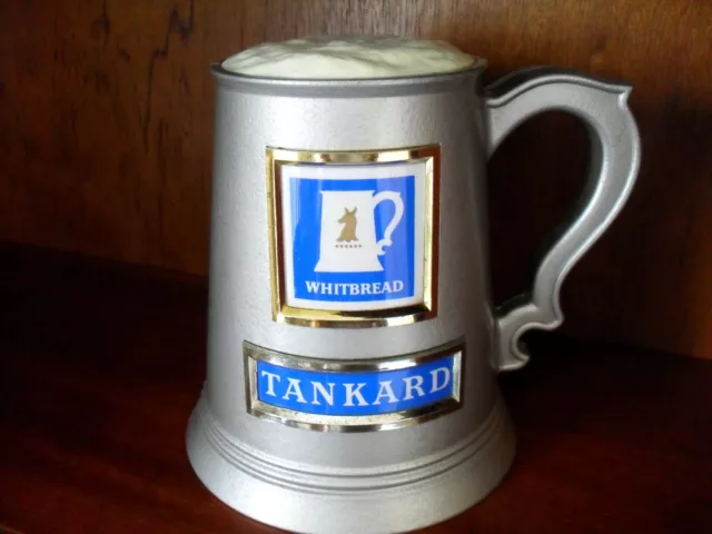 Vintage Whitbread Tankard Ale Beer Bar Top Font Pub Advertising Sign Pump Light