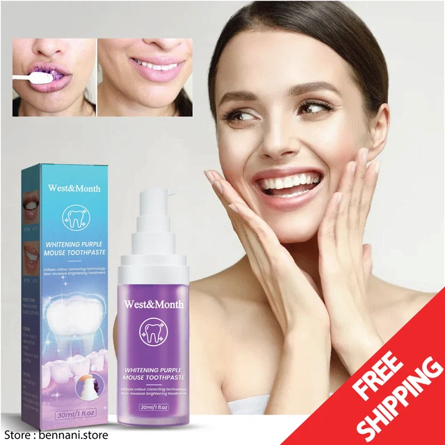 30 ml AngelSmile espuma blanqueadora púrpura pasta de dientes blanqueador