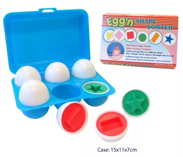 EGG SHAPE SORTER Puzzle  IN A CASE Pretend Toy Kitchen Toy Learn Colour
