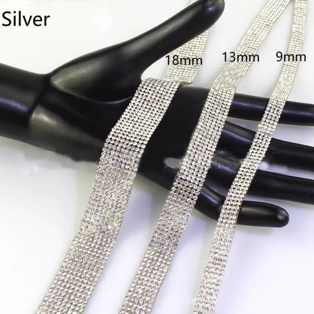 5 Yard Iron on Trim Crystal Rhinestone Diamante Applique Ribbon Edging DIY Decor