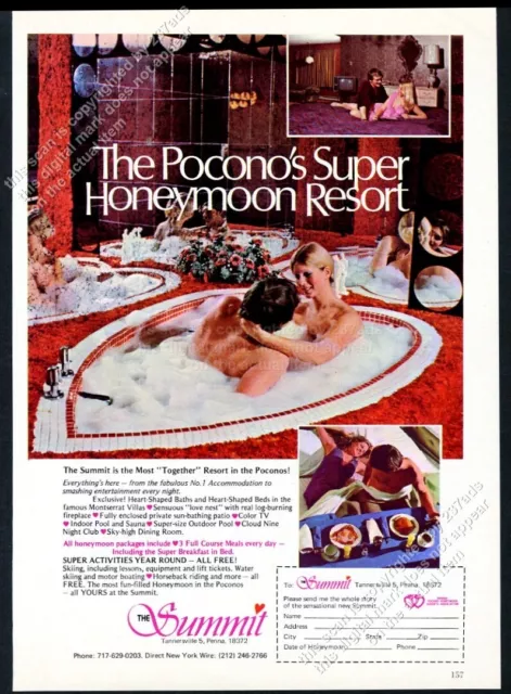 1974 The Summit resort Poconos honeymoon heart tub photo vintage print ad