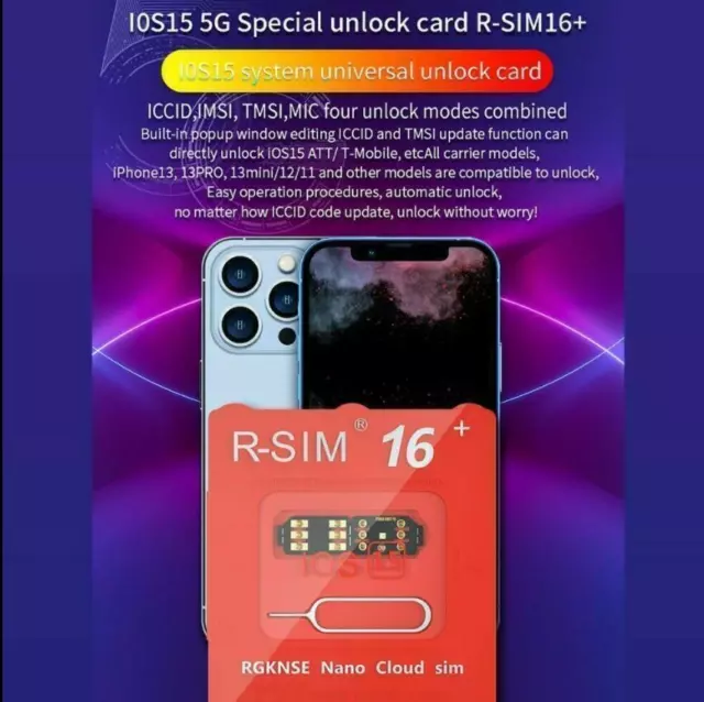 2021 R-SIM16+ Nano Unlock RSIM Card For iPhone 12 11 13 Pro Max XR X 8 7 iOS15