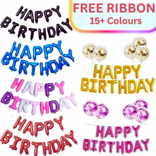 Happy Birthday Balloons Banner Bunting Self Inflating Decoration Letters Balloon