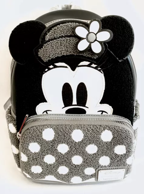 Loungefly Minnie Mouse Mini Backpack Disney Vintage Retro Black White Spots Dots