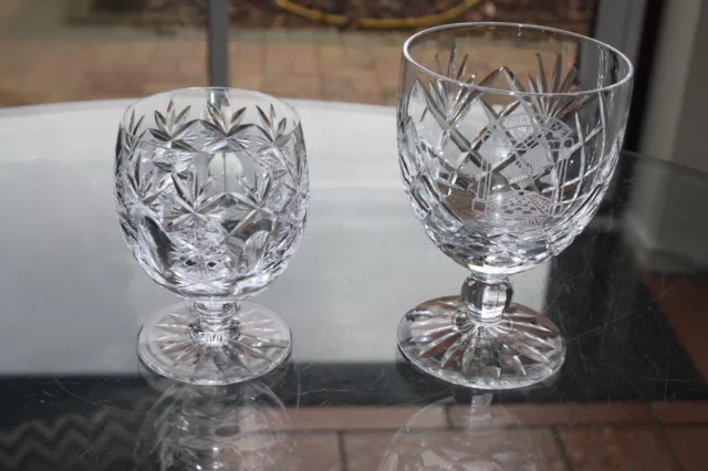 Vintage pair of cut glass rummer glasses