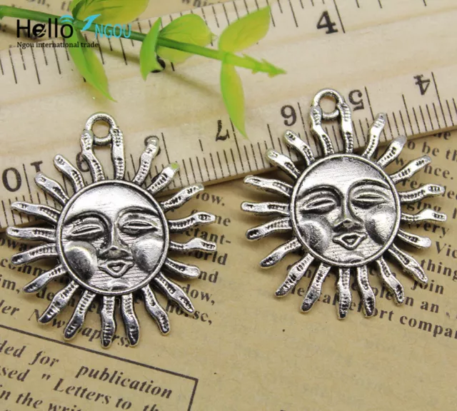 Vente en gros rétro fabrication de bijoux à faire soi-même soleil dieu visage alliage charme pendentif 33x29mm