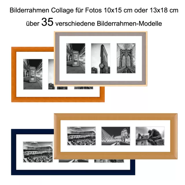 Collage Bilderrahmen Galerie mit Passepartout für 3 Foto Bilder 10x15 13x18