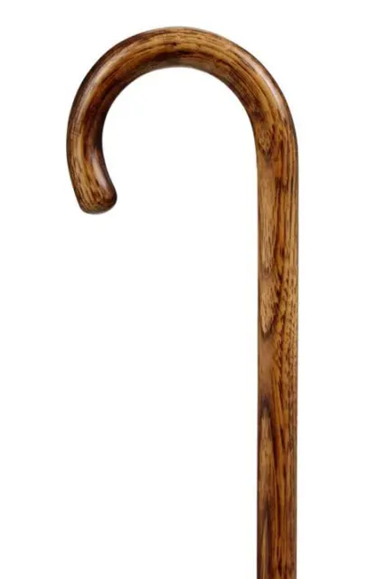 Hickory Crook with Ferrule Walking Stick Cane Natural Rustic Polished Exotic