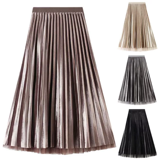 Golden Velvet Mesh Half Skirt For Women Wearing Long High Waisted Pleated Skirt