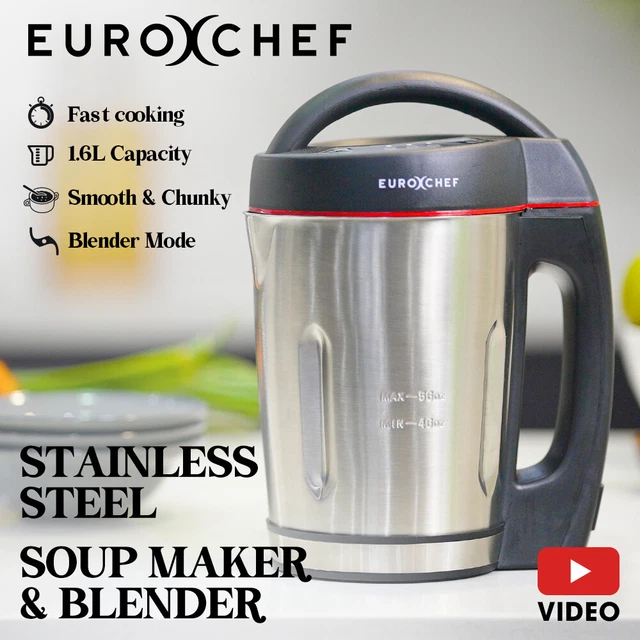 EUROCHEF Soup Maker Blender Smoothie Compact Hot Cold Stainless Steel Mixer