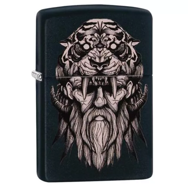 Zippo Petrol Lighter Tattoo Man / Lion Design Matte Black Windproof New