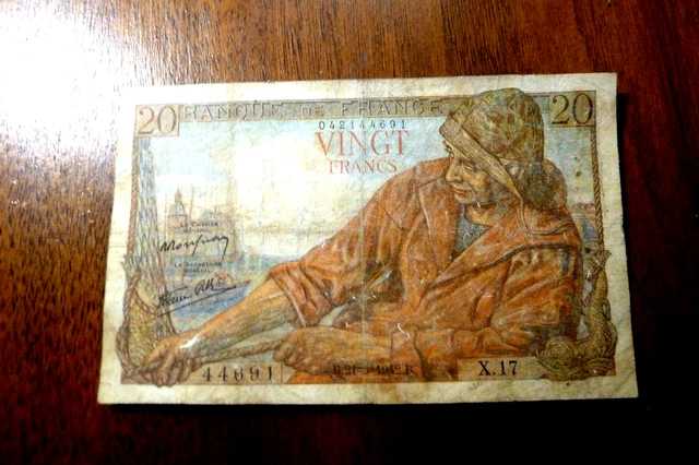 FRANCE 20 FRANCS 1947 Banque de France Banknote P-13a $7.22