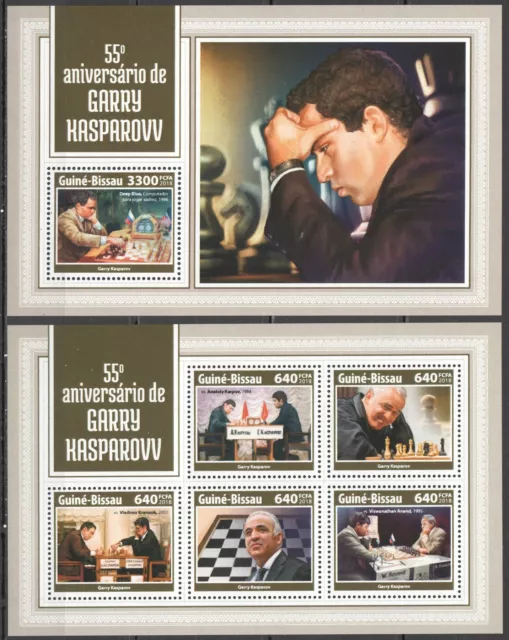 Guinea Bissau - Chess / Karpov / Fischer / Kasparov on stamps - MNH** AM2