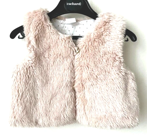 Gilet Sans Manches Bébé Fille - Fourrure Rose, Taille 6 Mois, Neuf Avec étiquettes
