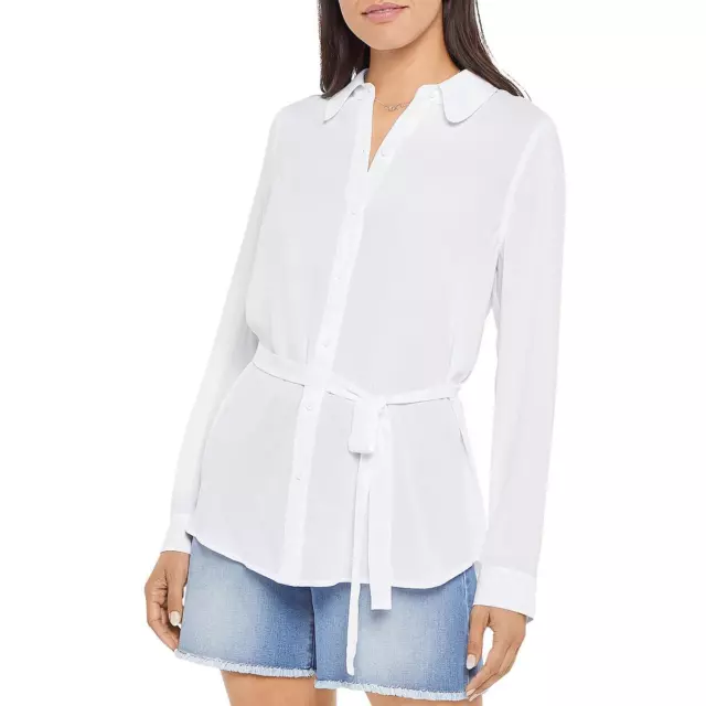 NYDJ Womens White Long Sleeves Tunic Work Blouse Top M BHFO 5533