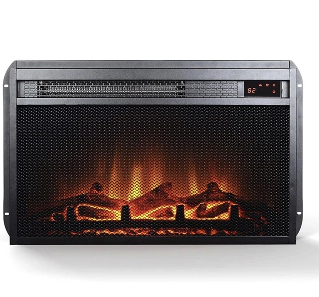 Electric Fireplace insert with mesh front black 23”x14”