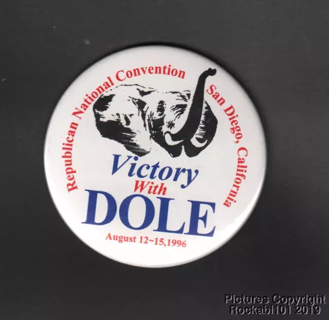 1996 Republican National Convention / Victory with Dole Pin Pinback Button