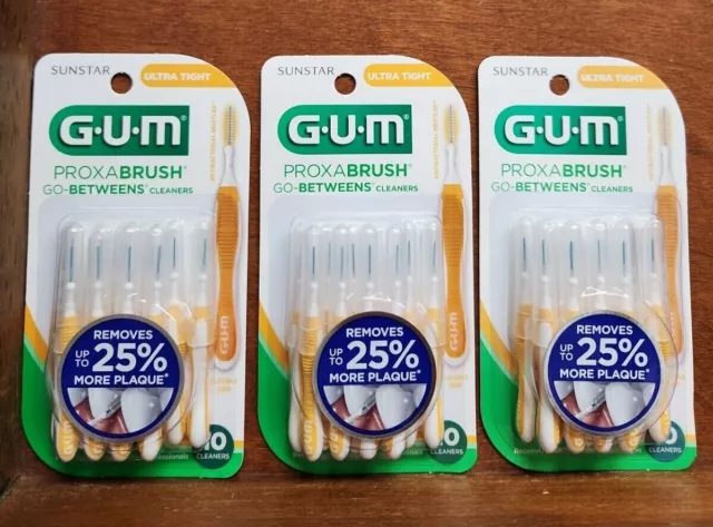 GUM Proxabrush Go-Betweens Interdental Brushes, Ultra Tight, - 3 PACKS LOT