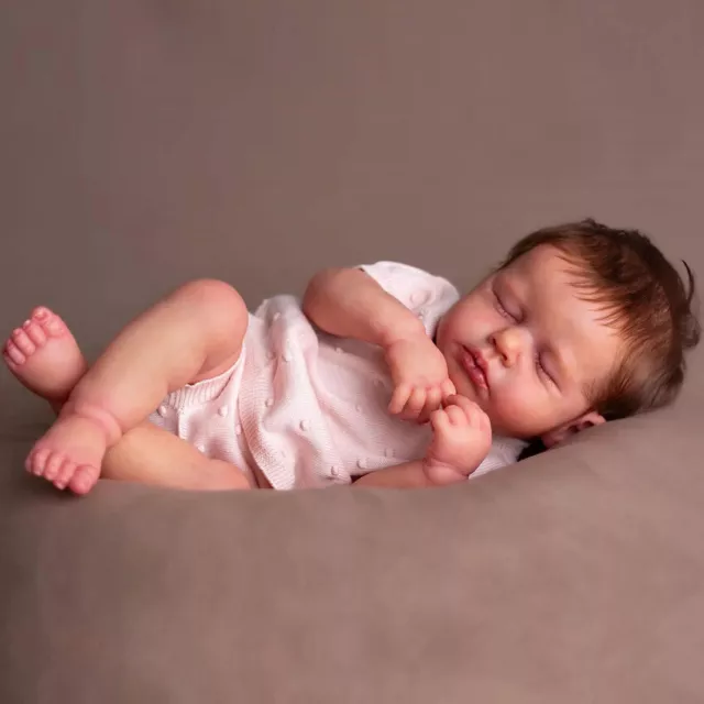 19inch Sleeping Silicone Vinyl Body Newborn Baby Lifelike Reborn Doll Soft Gift