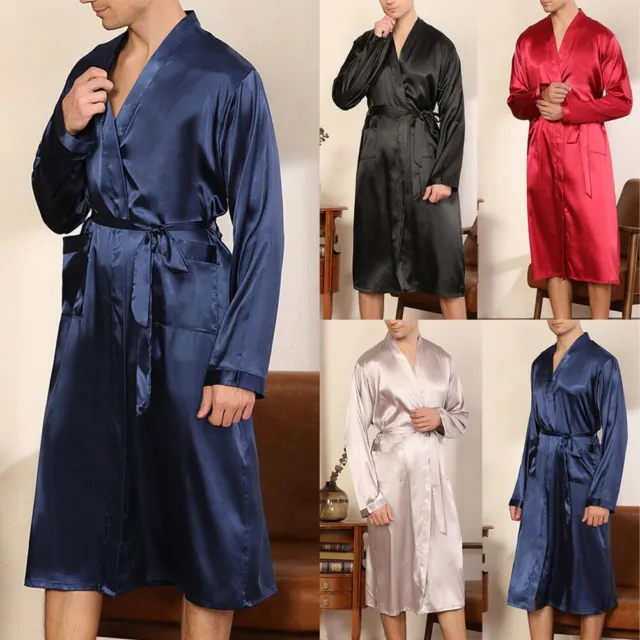 Pyjama long en soie pour hommes de luxe kimono robe de coiffure robe de salon no