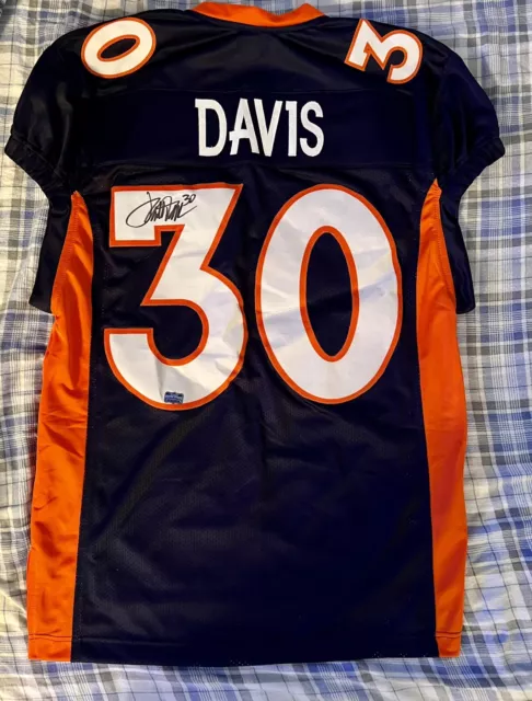 Terrell Davis Custom XL Blue Signed Denver Broncos Jersey Radtke COA