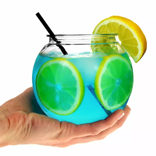 Individual Mini Cocktail Fish Bowl 1 Pint - Set of 4 | Clear Plastic Fishbowls 3