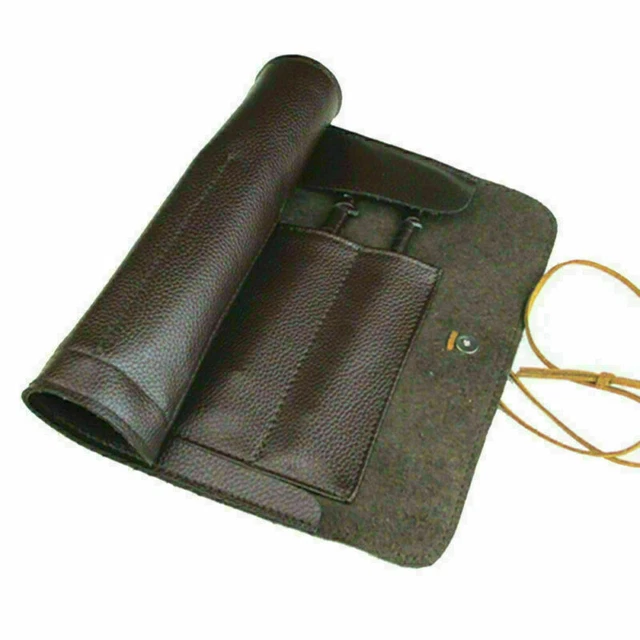 Koch Messertasche 5 Fächer Rolltasche Küchenmesser Tasche Messerkoffer Leder DE