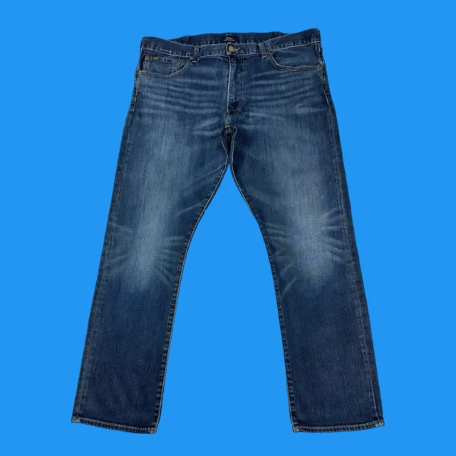 Polo Ralph Lauren Jeans Mens 38x30 The Varick Slim Straight Blue Denim Read**