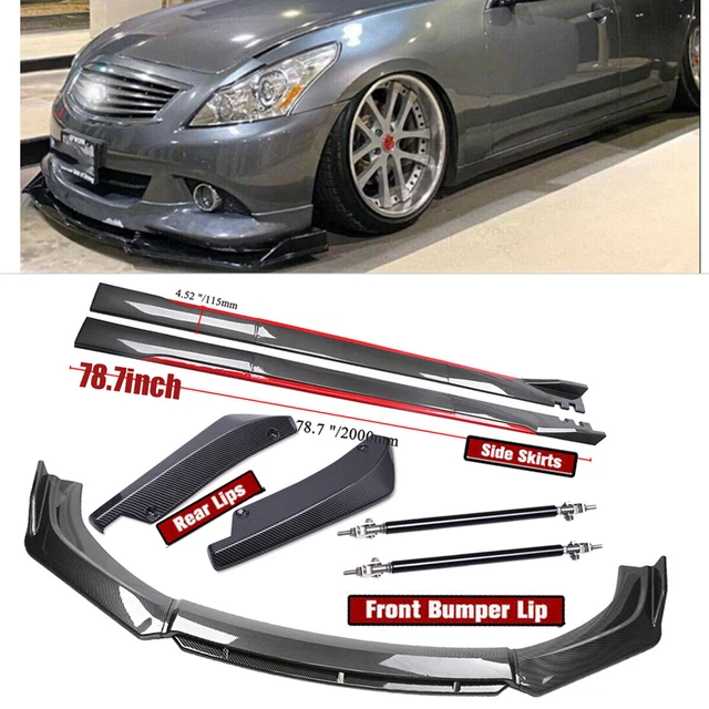 Front Rear Bumper Lip+78.7"Side Skirt Extension For Infiniti G35 Carbon Fiber