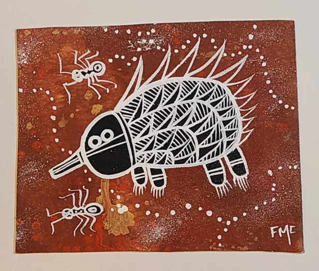 Echidno Frank McLeod Dunghutti Tribe Australian Aboriginal Art 2010 Hand Painted