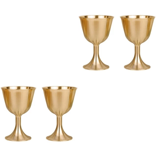 Calice In Ottone Vintage - Design Fiore Rilievo, Per Vino, Liquori, Decorazione - Foto 4